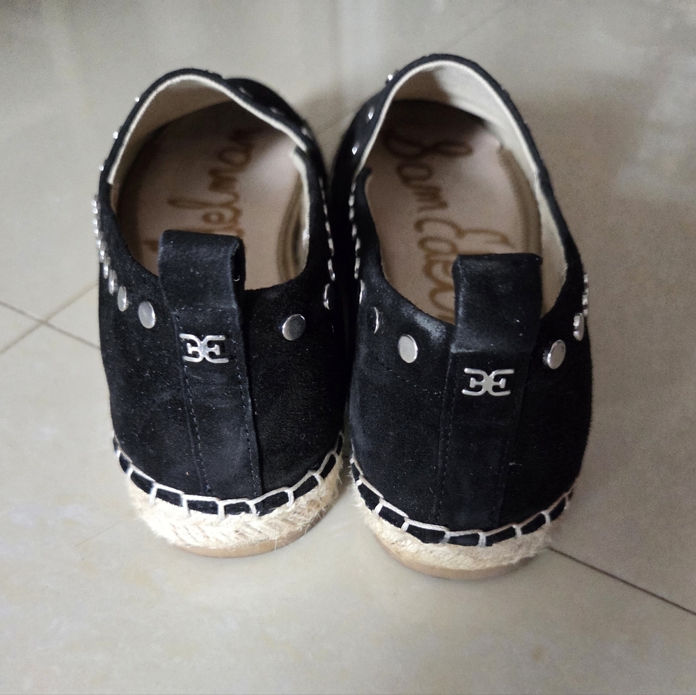 Sam Edelman Black Suede Koda  Espadrille Flats with Studded Detail, Sz 7.5 - Picture 6 of 6